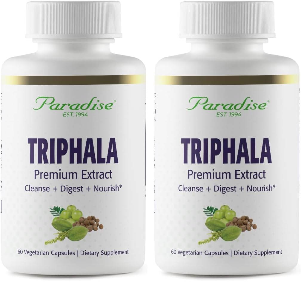 Paradise Herbs Organic Triphala Extract – Super Potent, Ultra Pure, Vegan, Non-GMO, Gluten Free | 60 Vegetarian Capsules (2-Pack)