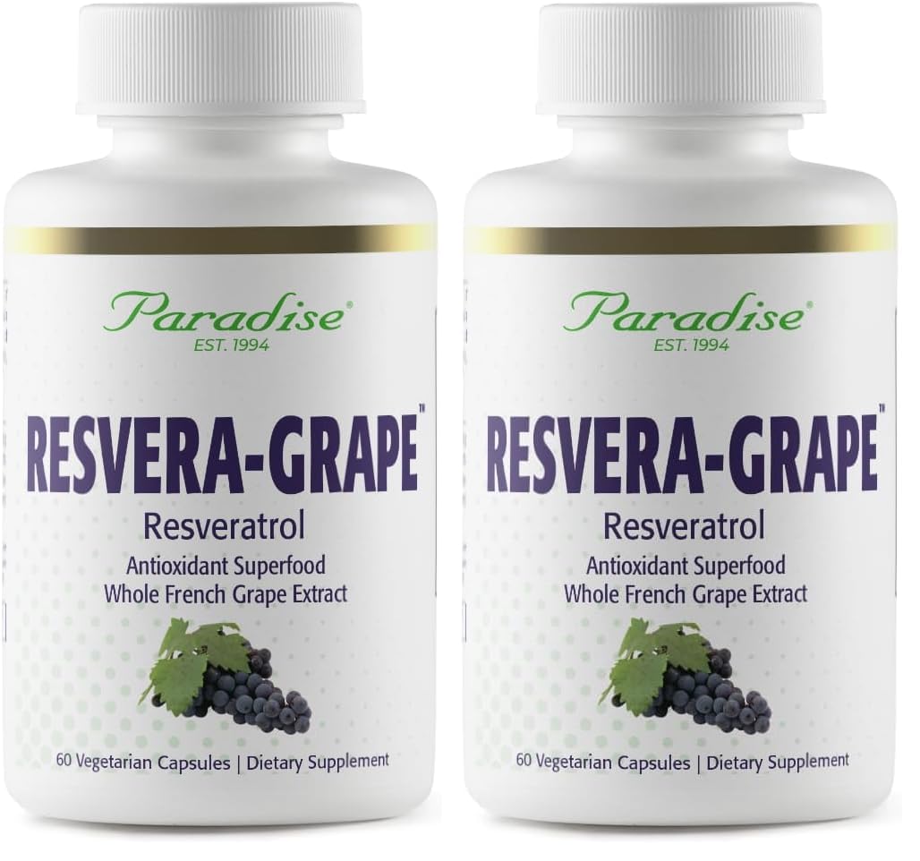 Paradise Herbs Resveragrape: Resveratrol + OPCs, 60 Veg Caps (Pack of 2)