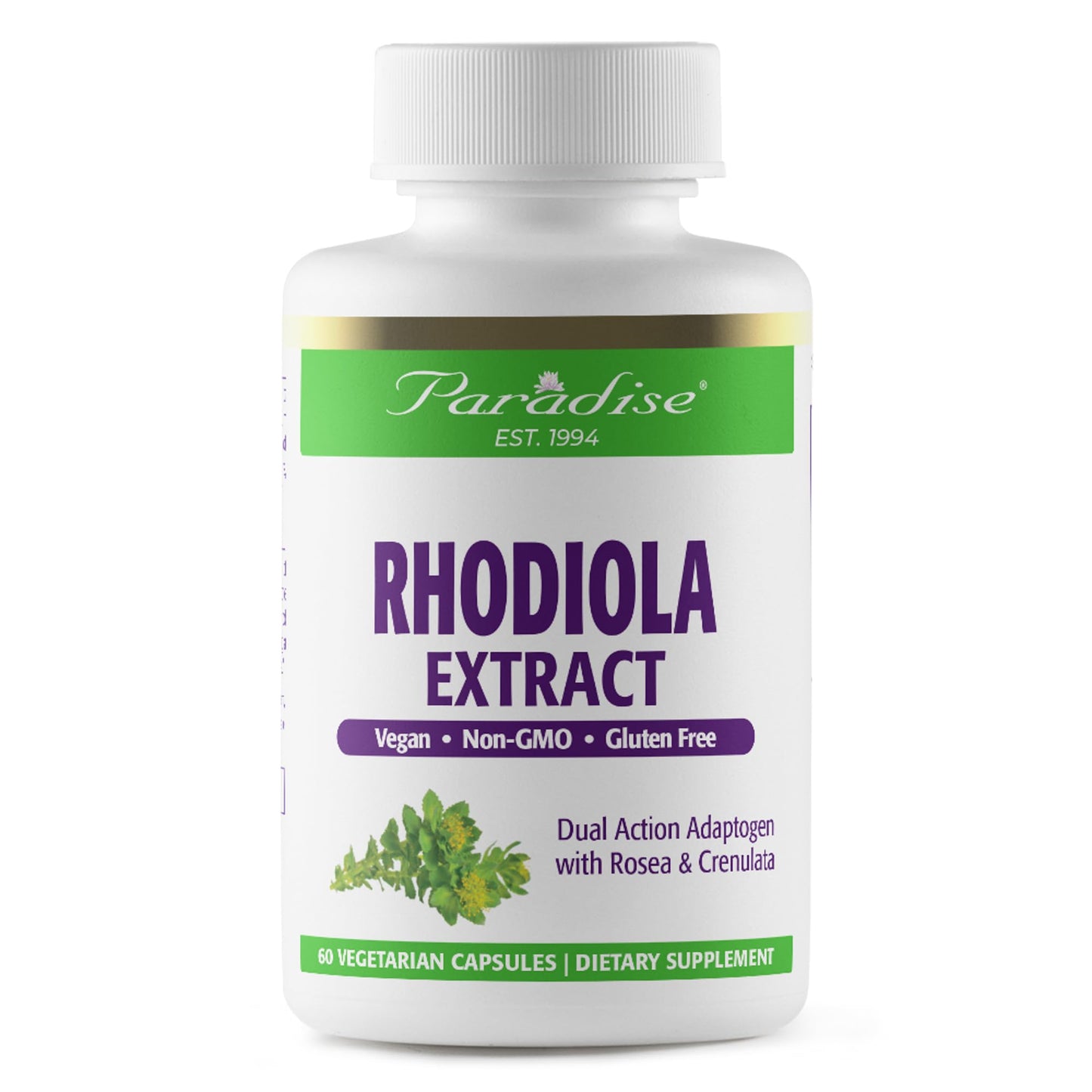 Paradise Herbs Rhodiola Extract 500mg | Ultra Pure, Vegan, Non-GMO, Gluten Free – 60 Vegetarian Capsules