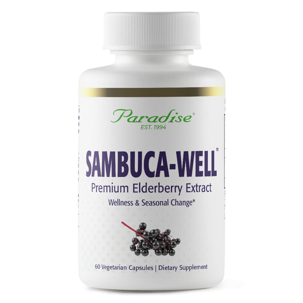 Paradise Herbs Sambuca-Well 50:1 Elderberry Extract – Vegan, Non-GMO, Gluten Free | 60 Veg Capsules