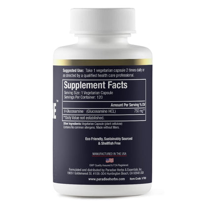 Paradise Herbs V-Glucosamine Supplement – Joint & Tissue Health, 120 Vegetarian Capsules