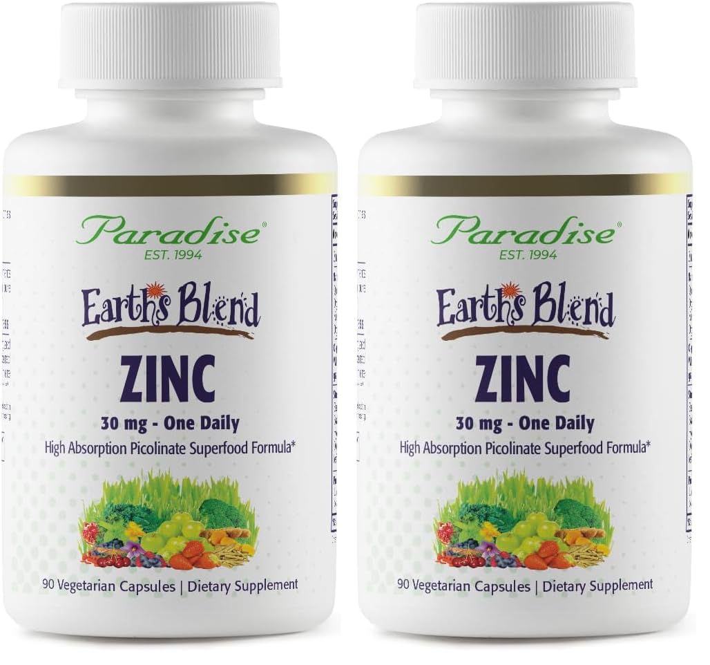 Paradise Herbs Zinc Picolinate with Natures C – Immune Support, 30 mg, 90 Capsules (Pack of 2) – Gluten Free, Non-GMO, Vegan
