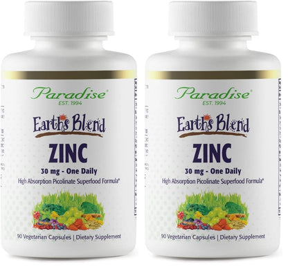 Paradise Herbs Zinc Picolinate with Natures C – Immune Support, 30 mg, 90 Capsules (Pack of 2) – Gluten Free, Non-GMO, Vegan