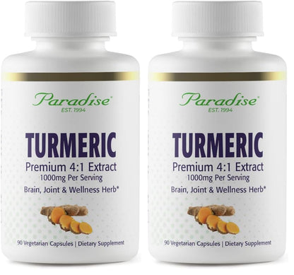 Paradise Organic Turmeric Rhizome 4:1 Extract - Vegan, Non-GMO (Pack of 2)
