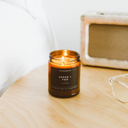 Calyan Wax Co. Aspen & Fog Candle – 7.2oz, 57 Hour Burn, Non-Toxic Soy