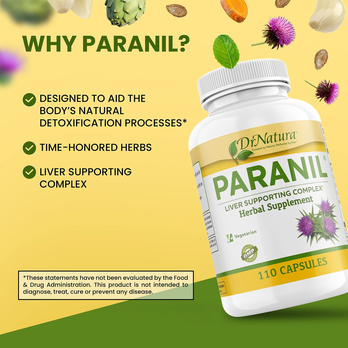 DrNatura Paranil® Liver & Colon Cleanse – 17-Herb Milk Thistle Detox, 110 Vegetarian Capsules