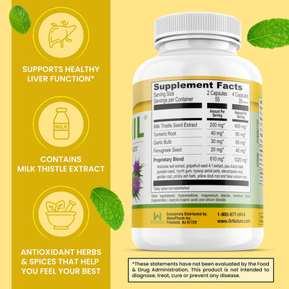 DrNatura Paranil® Liver & Colon Cleanse – 17-Herb Milk Thistle Detox, 110 Vegetarian Capsules