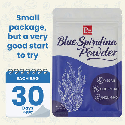 Paremmin Blue Spirulina Powder (Phycocyanin Extract) – 30g/1.05oz | 100% Pure Vegan Protein from Algae