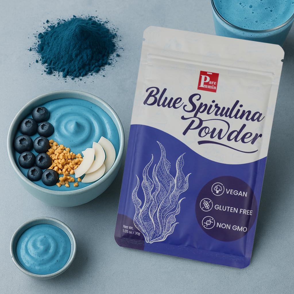 Paremmin Blue Spirulina Powder (Phycocyanin Extract) – 30g/1.05oz | 100% Pure Vegan Protein from Algae