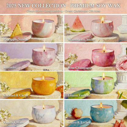 Candles 8 Pack - French Artistic Scented Gift Set for Women - Paris-Inspired