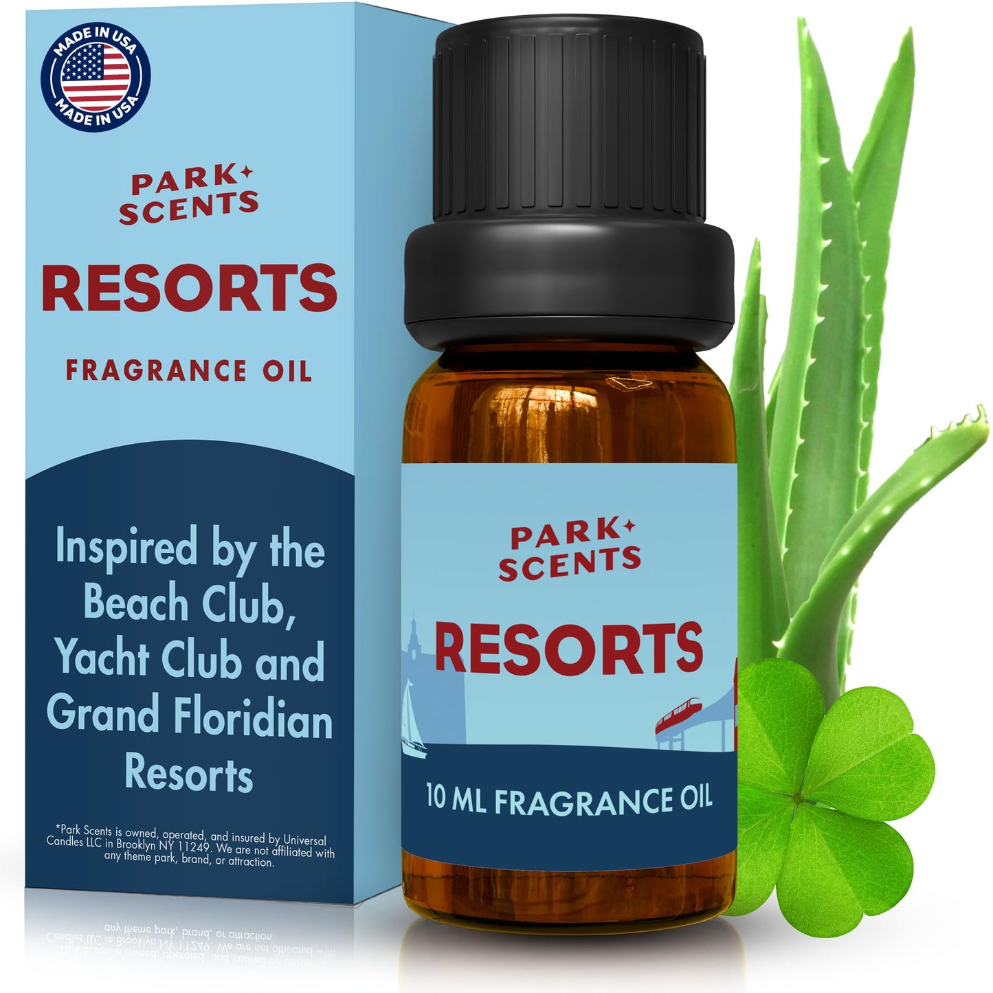 Park Scents Resorts – Floridian Theme Park Luxury Hotel Fragrance Oil (10ml) – Clover, Aloe, Citrus & Daisy Diffuser Oil
