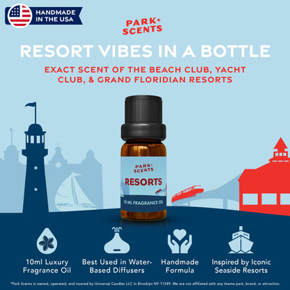 Park Scents Resorts – Floridian Theme Park Luxury Hotel Fragrance Oil (10ml) – Clover, Aloe, Citrus & Daisy Diffuser Oil