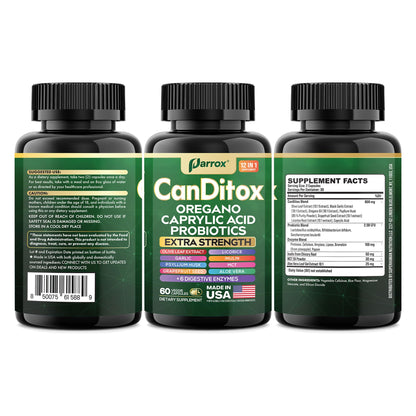 Parrox CanDitox Capsules – Botanical Digestive Support with Probiotics & Enzymes | 60 Capsules