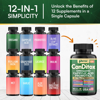 Parrox CanDitox Capsules – Botanical Digestive Support with Probiotics & Enzymes | 60 Capsules