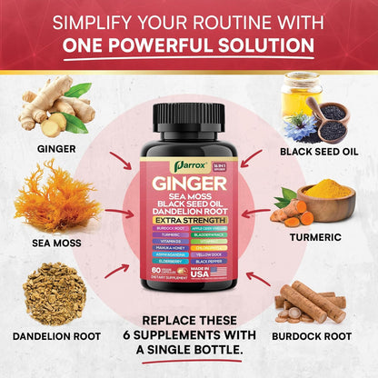 Parrox Ginger 16-in-1 Formula – 3 Pack | Ginger, Turmeric, Sea Moss & More