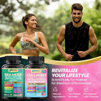 Parrox Radiant Wellness Bundle – Sea Moss, Collagen, Turmeric, Biotin & More