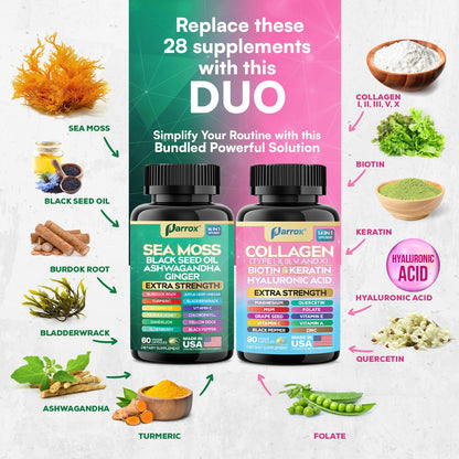 Parrox Radiant Wellness Bundle – Sea Moss, Collagen, Turmeric, Biotin & More