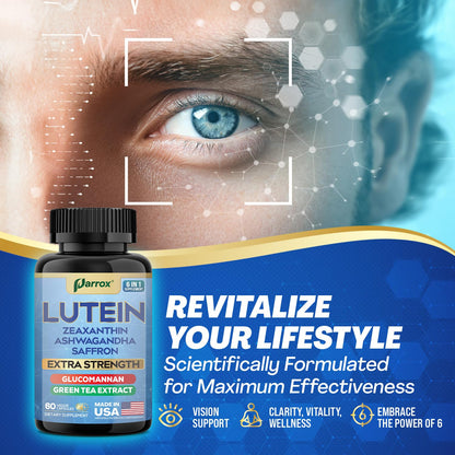Parrox 6-in-1 Lutein & Zeaxanthin Eye Health Supplement – 2 Pack (60-Day) – Plant-Based Formula