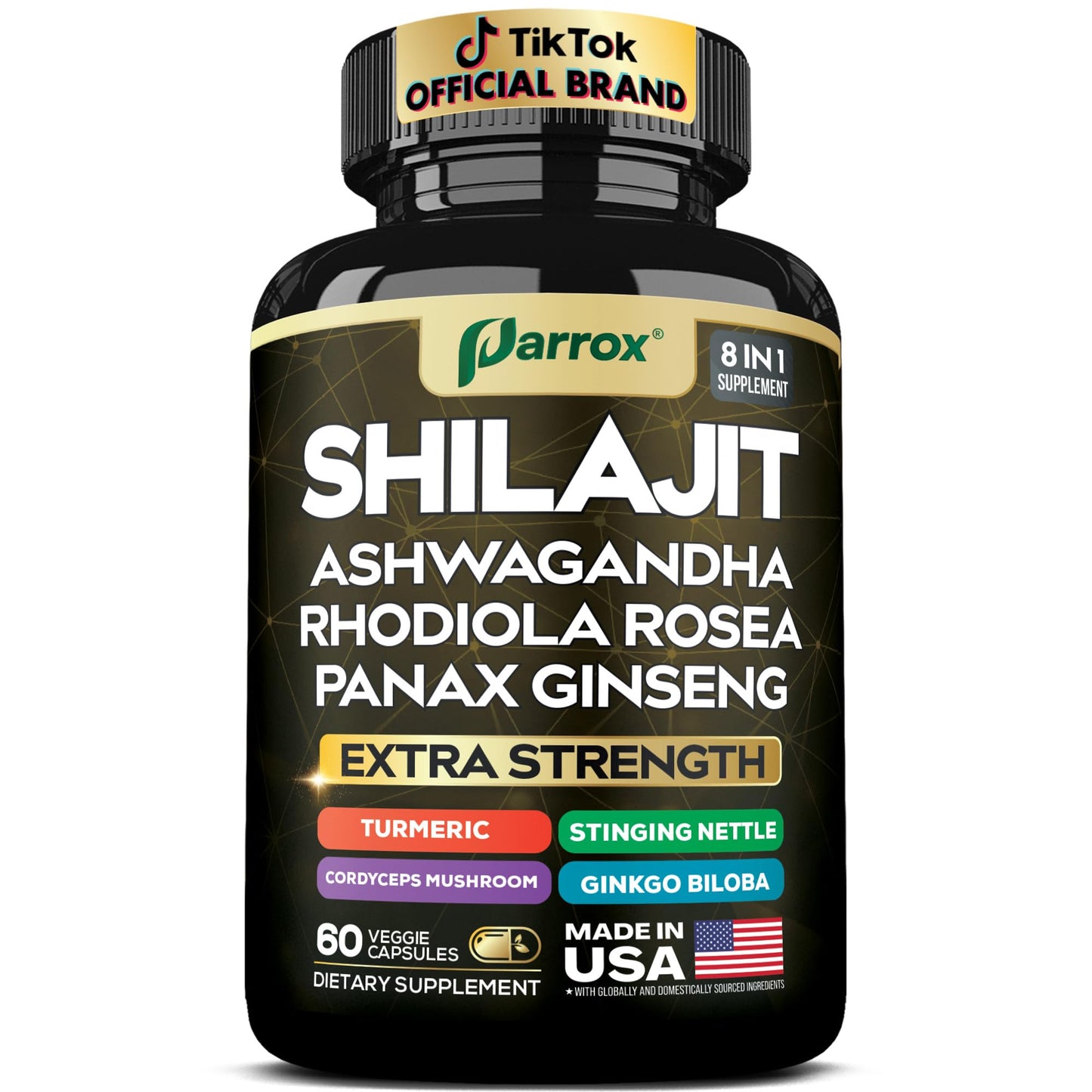 Parrox Shilajit Supplement – 8-in-1 All-in-One Capsules (60 Caps)