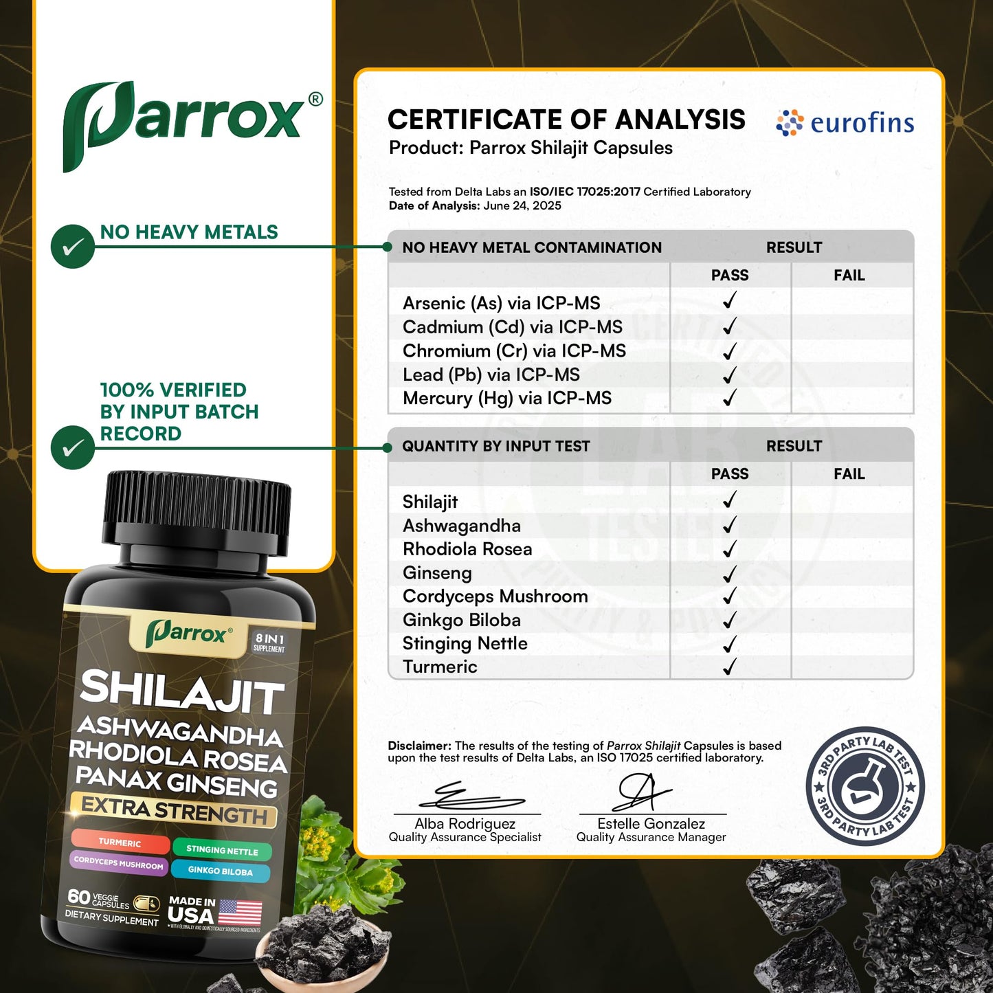 Parrox Shilajit 8-in-1 Supplement – 180 Caps | Shilajit, Ginseng, Ashwagandha, Rhodiola, Turmeric