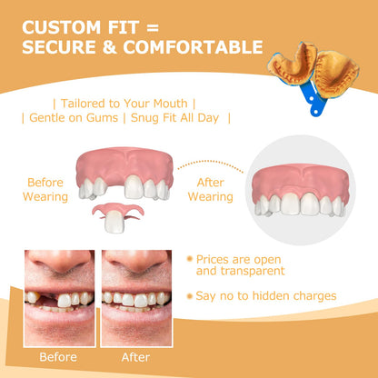 Partial Dentures - Lightweight, Unbreakable Replacement Teeth (5 Teeth) for Missing Teeth | Men & Women
