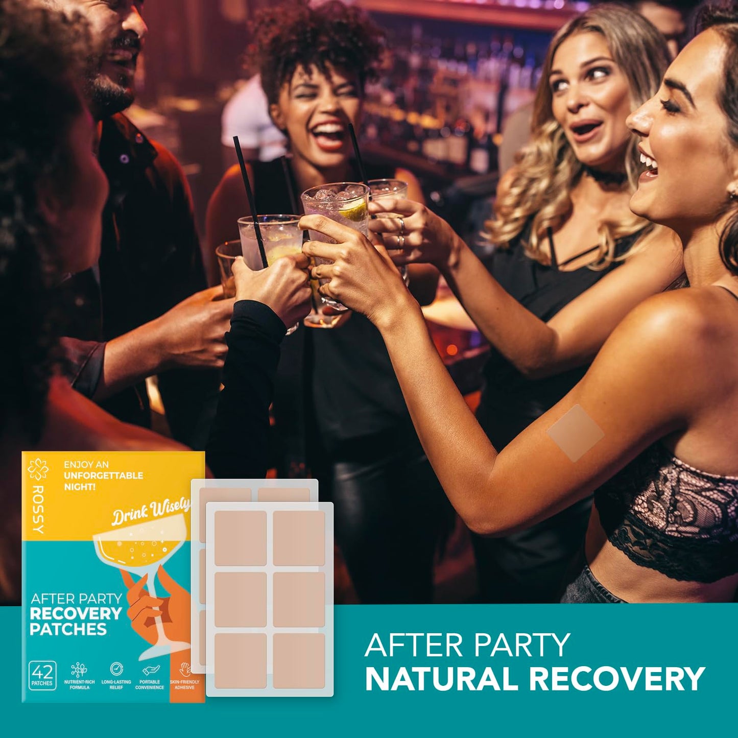 Party Recovery Patch: Fast-Acting Relief for Men and Women with Green Tea | Use Before Drinking | Wake Up Refreshed