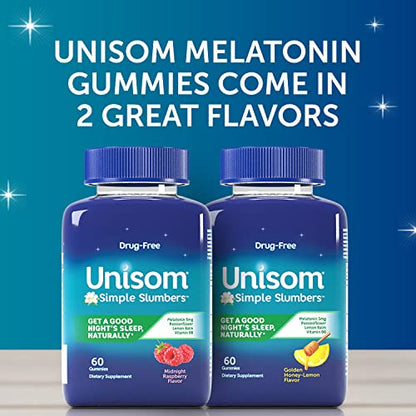 Unisom Simple Slumbers Melatonin Gummies – 5 mg Sleep Support, Midnight Raspberry, 120 Count