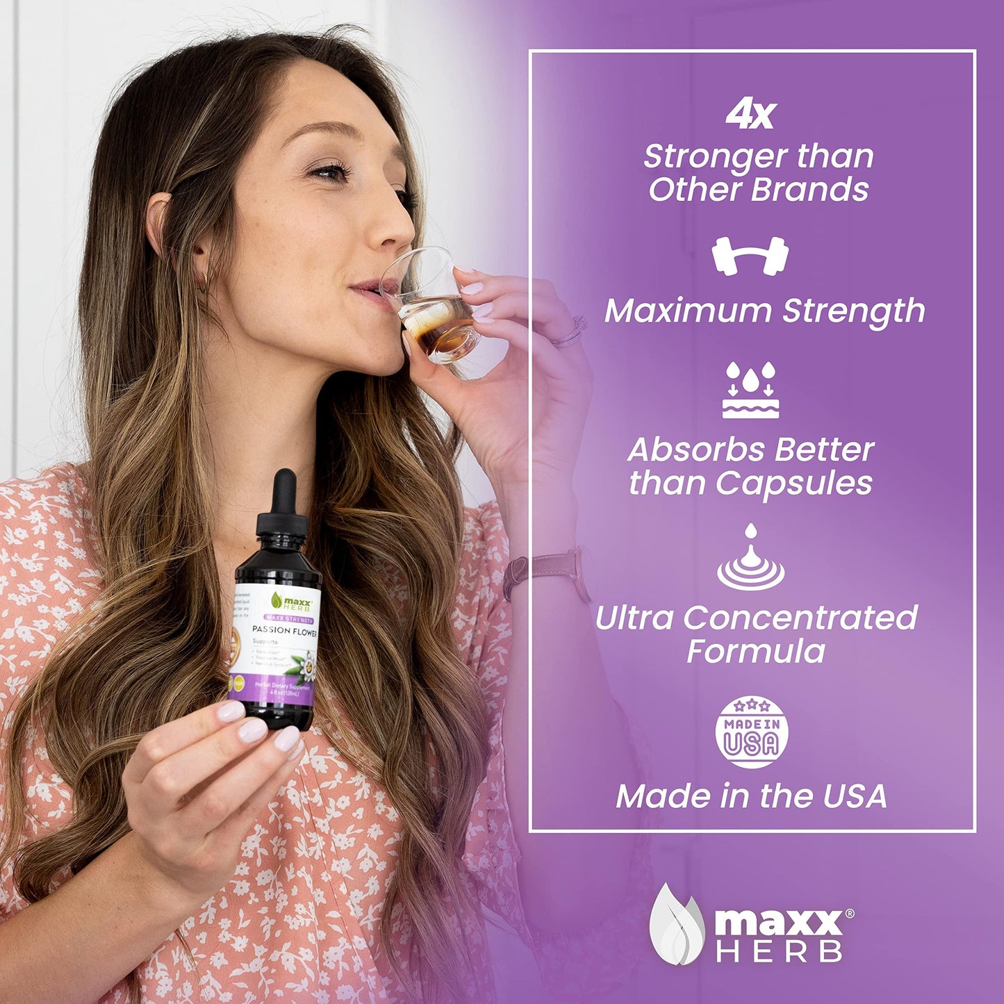 Maxx Herb Passion Flower Extract - Max Strength Liquid for Relaxation & Stress Relief (4 oz)