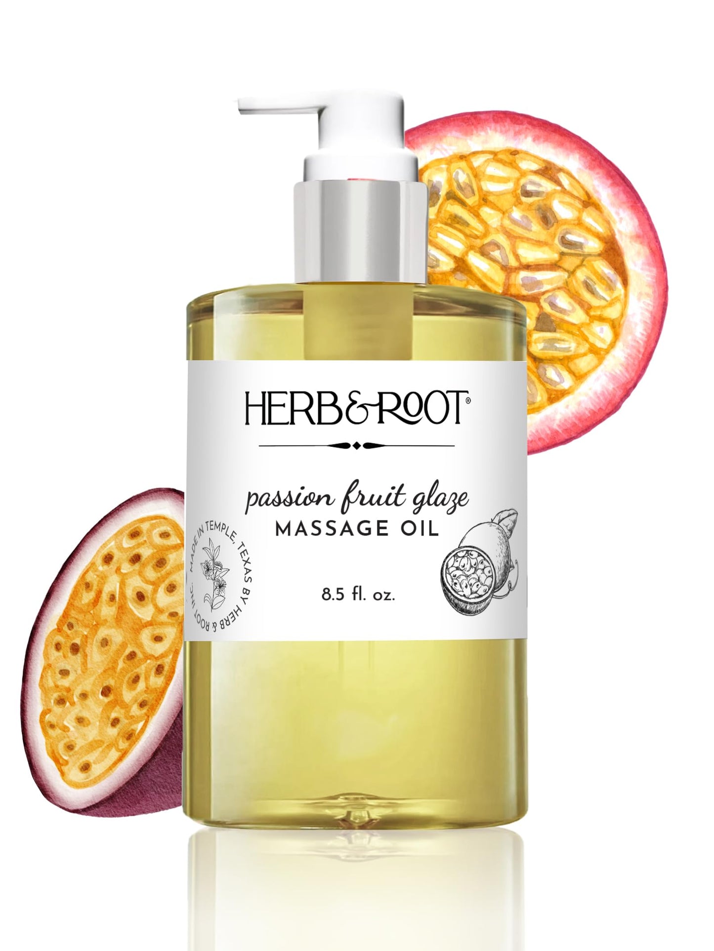 Passion Fruit Glaze Massage Oil, 8.5 oz | Tropical Maracuja Body Oil with Coconut & Sweet Almond Oils | Non-Sticky, Lightweight, Moisturizing Massage Oil & Gift
