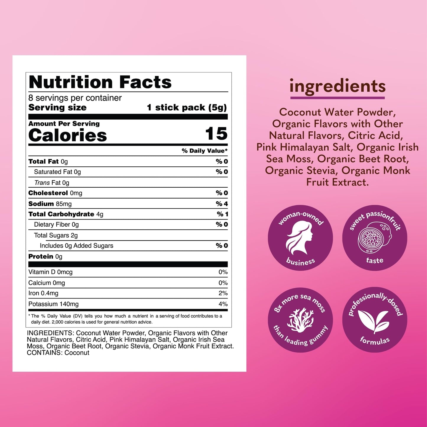 Organic Irish Sea Moss Powder – 200mg Packets | Gut Health & Immunity | Passionfruit & Citrus Blossom