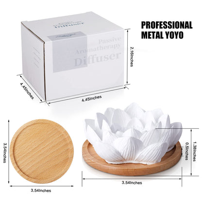 Passive Lotus Essential Oil Diffuser – Small Ceramic Diffuser for Desk, Office & Home