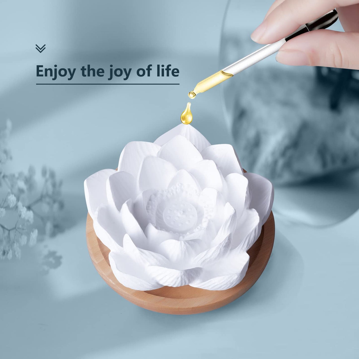 Passive Lotus Essential Oil Diffuser – Small Ceramic Diffuser for Desk, Office & Home