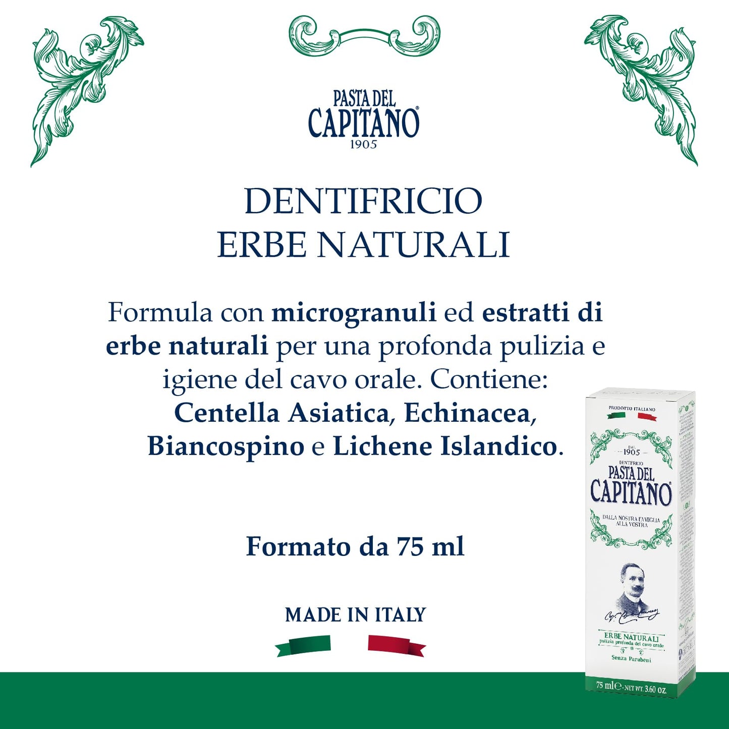 Pasta del Capitano 1905 Natural Herbal Toothpaste – Paraben-Free, SLS-Free