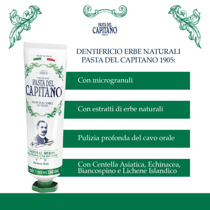 Pasta del Capitano 1905 Natural Herbal Toothpaste – Paraben-Free, SLS-Free