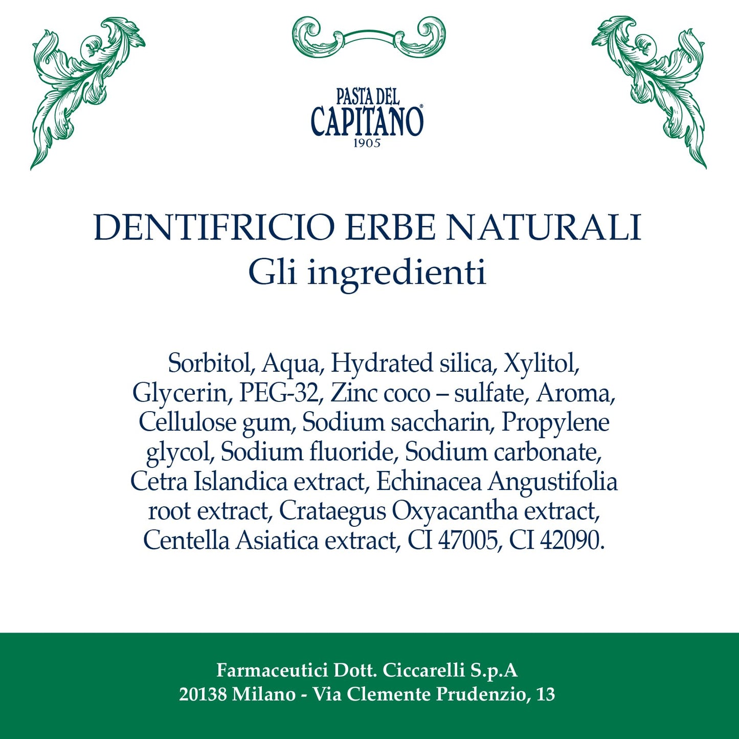 Pasta del Capitano 1905 Natural Herbal Toothpaste – Paraben-Free, SLS-Free