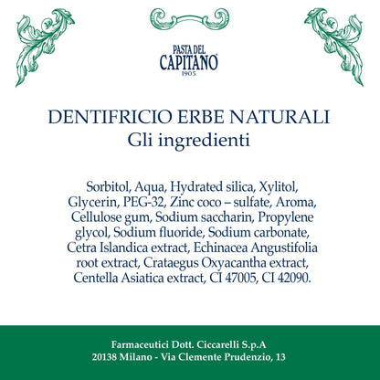 Pasta del Capitano 1905 Natural Herbal Toothpaste – Paraben-Free, SLS-Free