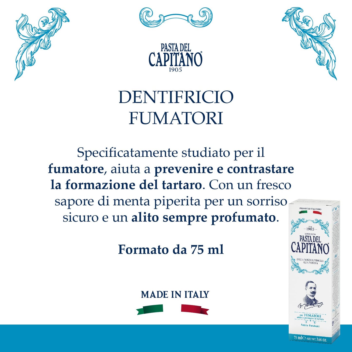 Pasta del Capitano 1905 Smokers Toothpaste – 3.64 oz (103 g) – Paraben-Free