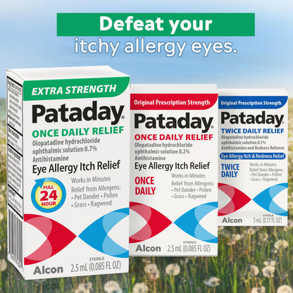 Pataday Once Daily Relief Allergy Eye Drops by Alcon - All-Day Eye Itch Relief, 2.5 ml (Pack of 2)
