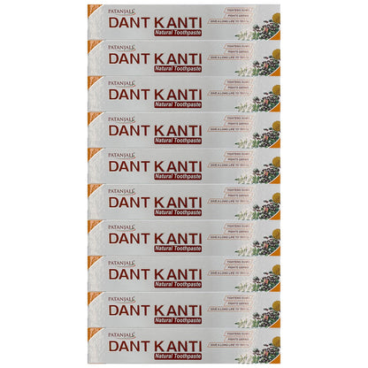 Patanjali Dant Kanti Natural Toothpaste 100gm / 3.38 fl oz – Pack of 10 | Herbal Toothpaste