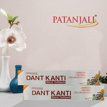 Patanjali Dant Kanti Natural Toothpaste 100gm / 3.38 fl oz – Pack of 10 | Herbal Toothpaste