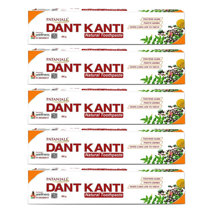 Patanjali Dant Kanti Natural Toothpaste 200g / 6.76 fl oz – Pack of 5