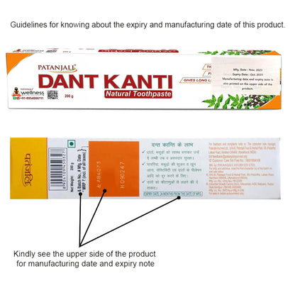 Patanjali Dant Kanti Natural Toothpaste 200g / 6.76 fl oz – Pack of 5