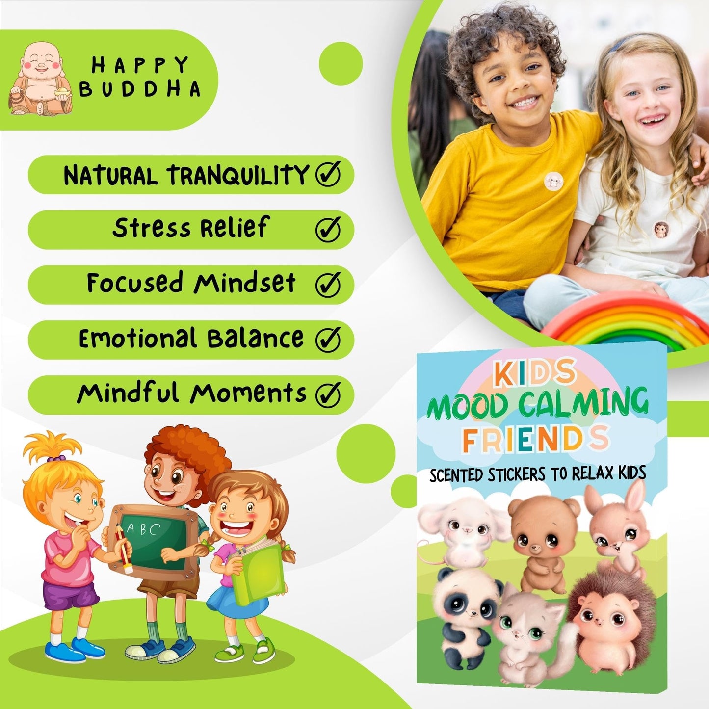 Mood Calming Stickers for Kids/Adults (90 Pack) – All-Natural Patches, Chemical-Free Mood Support for Relaxation