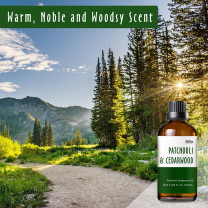 Patchouli & Cedarwood Fragrance Oil – Large Size Premium for Soap, Candle Making & Diffuser | MitFlor