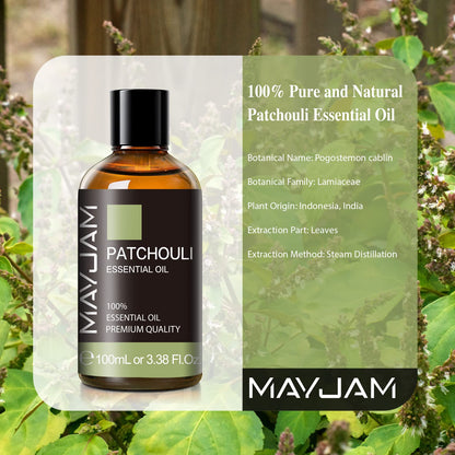 Patchouli Essential Oil | MAYJAM 3.38 FL OZ for Aromatherapy, Yoga, Massage & Skin