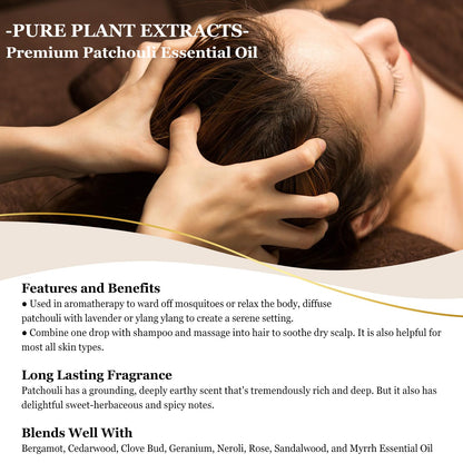 Patchouli Essential Oil 118ml (4oz) with Glass Dropper – Diffuser, DIY Soap & Candle Making