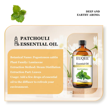 Patchouli Essential Oil 118ml (4oz) with Glass Dropper – Diffuser, DIY Soap & Candle Making