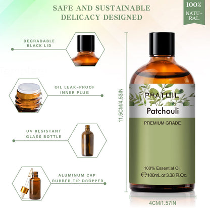 Patchouli Essential Oil 100ml – PHATOIL Pure Aromatherapy for Diffuser & DIY