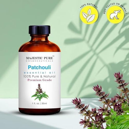 Majestic Pure Patchouli Essential Oil with Glass Dropper - 1 Fl Oz, 100% Pure & Natural