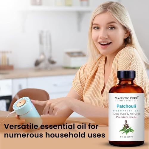 Majestic Pure Patchouli Essential Oil with Glass Dropper - 1 Fl Oz, 100% Pure & Natural